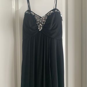 Elegant black dress with beaded top